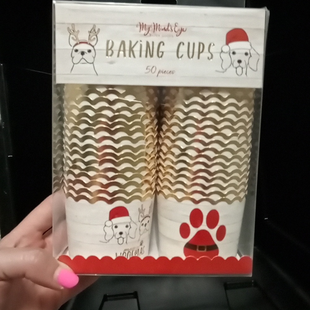 Baking cups christmas, holiday theme dog Santa